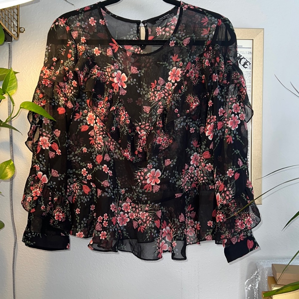 Zara Premium Collection Blouse, Size: L, floral print
